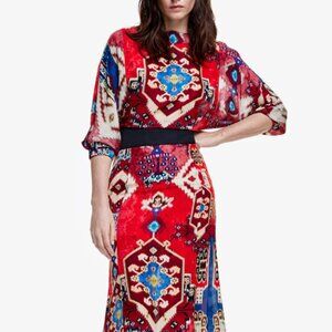 Smythe NWT Dolman Midi Dress Crimson Persian Print